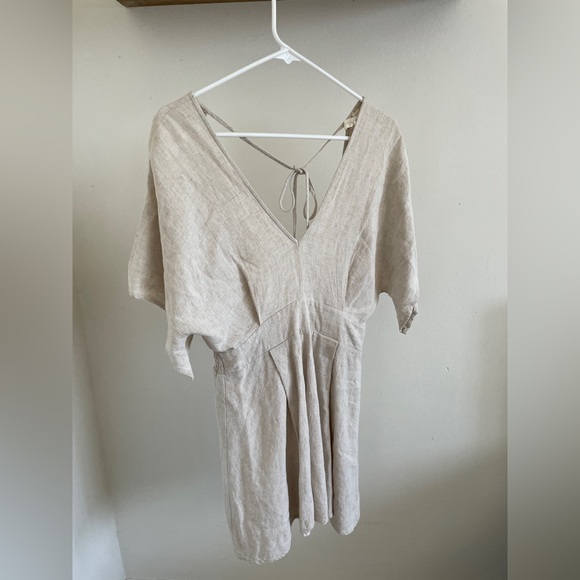 Irene's Story Linen Cape Dress Tan (Medium) - Picture 2 of 6